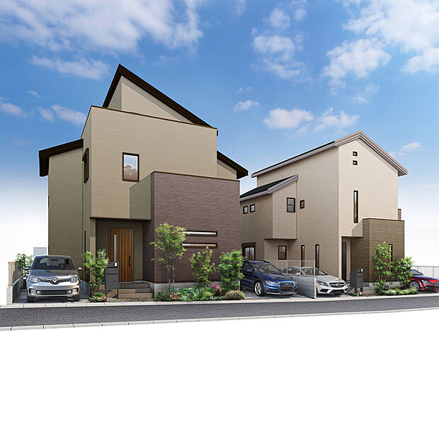 【【街並みイメージパース/3.4号棟】】高性能フィルターを備えた「第1種換気」により、屋外からのホコリや花粉の侵入を大幅に抑制。アレルギーにお悩みのご家族も安心して過ごせるクリーンな空気環境を保ちます。