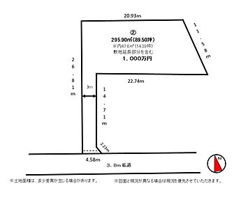 ※内47.6ｍ2（14.39坪）敷地延長部分を含む 