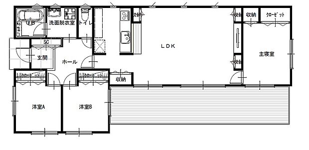 【3LDK】※土地面積には47.6m2(14.39坪)敷地延長部分を含みます