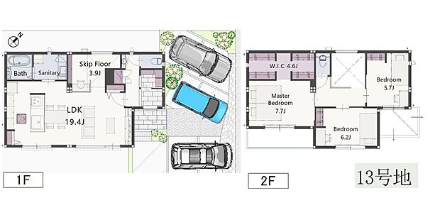 【13号棟】■価格/5998万円■土地面積/160.17m2(約48.45坪)■建物面積/109.41m2(約33.10坪)■間取/3LDK＋S■接道/(北)側■駐車場3台　　　　　　　　　　　　　　　　　　
