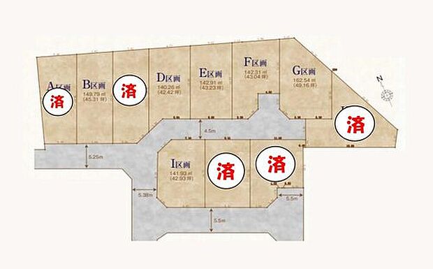 【全体区画図】全棟２台駐車可能カースペースを確保！
