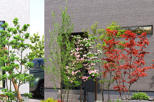 【【季節を呼び込む植栽】】街に自然の息吹を呼び込んでくれる植栽をふんだんに配しました。色とりどりの下草も豊富に設え、季節の移り変わりを感じることができます。