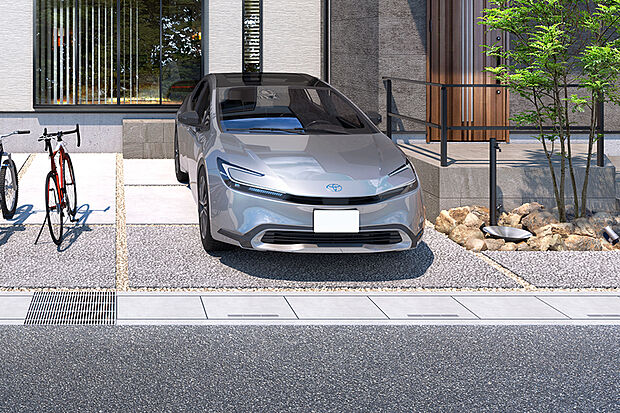 【【2台駐車可能カースペース】】通勤やお出かけ、生活に欠かせないカースペースは2台分を確保。セカンドカーの所有や、来客時にも重宝します。※号棟により形状が異なります。