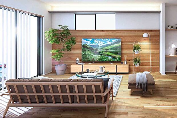 【【WIDE LIVING】】ゆとりを満喫できるLDK20帖のワイドリビング。ファミリーカウンターを設け、キッチン横には大型のファミリーストレージを計画しました。※号棟により採用状況が異なります。