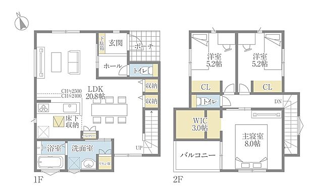 【3LDK】水回りをまとめて配置することで、家事がスムーズになる『家事ラク動線』が魅力の3号地。主寝室に設けられた大容量のWICと、ワイドバルコニー隣接でお洗濯物の収納もとってもスムーズです。