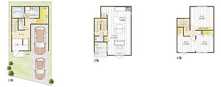 広々としたバルコニーに面した2階リビング仕様のプラン。外からの視線が気になりにくく、ご家族みんなでゆったりと寛げます。 