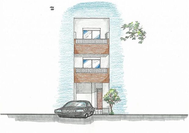 【【外観完成予想図】】耐震等級3相当×省エネ等級4で、ながく安心できるお家をご提案。
陽当りの良いベランダを、2階と3階に設けた、明るい住まいです♪