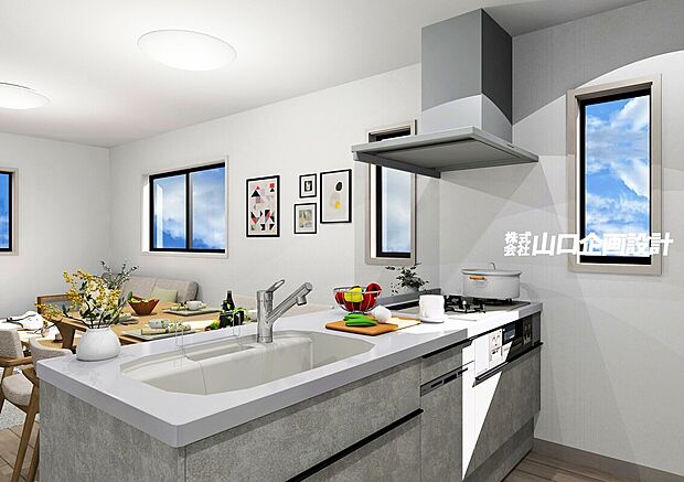 完成予想図 LDK ※図面を基に描いたもので実際と多少異なります。家具・調度品は含みません。