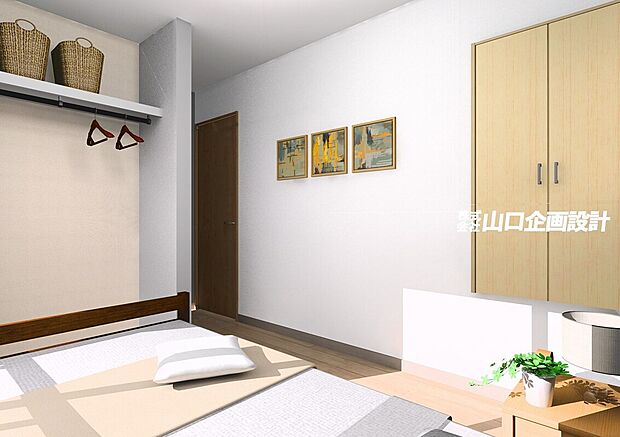 【完成予想図 3階洋室4.8帖】オープンクローゼットは扉がないので圧迫感がなく、広々とした空間を演出!※図面を基に描いたもので実際とは多少異なります。家具・調度品は含みません。