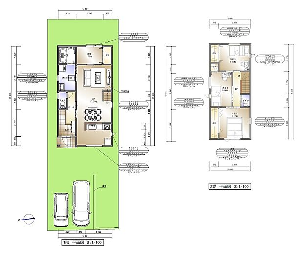 【【建物プラン例/10号地】】LDK・洋室の一体利用で、20帖超の空間へ。/建物面積92.11m2※このプランは一例です。プランはお客様が自由に決定できます。≪土地価格2868万円、建物価格1839.2万円、合計4707.2万円≫