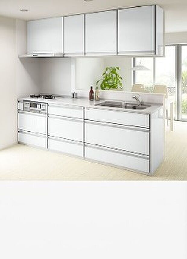 【建物標準仕様】対面システムキッチンはタカラスタンダードＧＲＡＮＤＩＡ、高品位ホーローでお手入れ簡単です。食器洗い乾燥機、浄水器付き水栓、カウンター横にはマガジンラックを装備。（他物件参考画像）