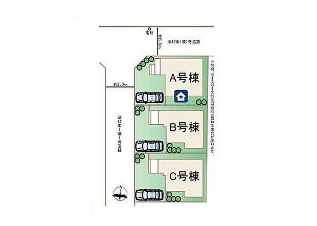 前面道路は交通量少なめの5m道路。お車の駐車も楽々です♪