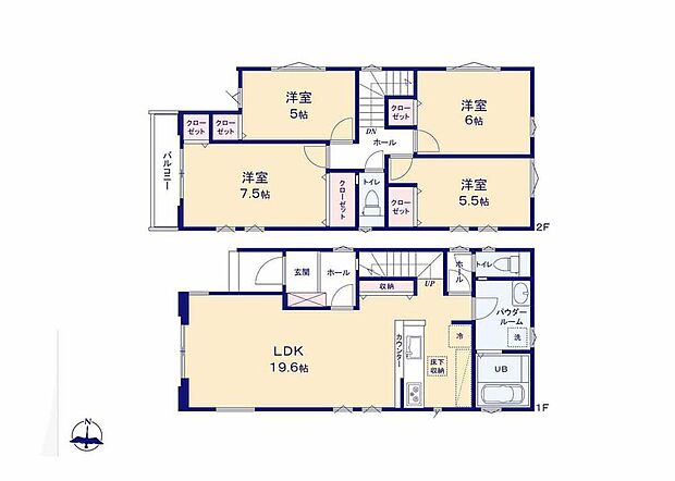 (1号棟)、価格7399万円、4LDK、土地面積114.42m2、建物面積102.47m2