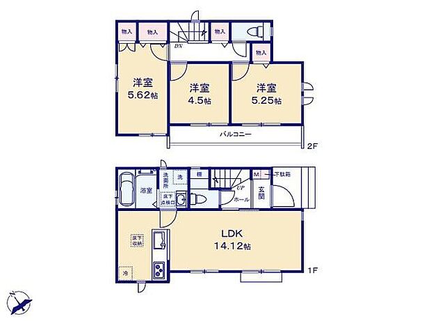 (A号棟)、価格6890万円、3LDK、土地面積90.02m2、建物面積71.62m2