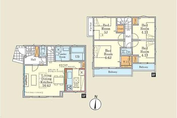 (1号棟)、価格5999万円、3LDK、土地面積106.03m2、建物面積84.43m2 