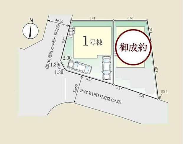 ≪全体区画図≫
南西角地☆陽当りの良い道路に面したお住まいです。道路幅も広めで、開放感たっぷり♪

