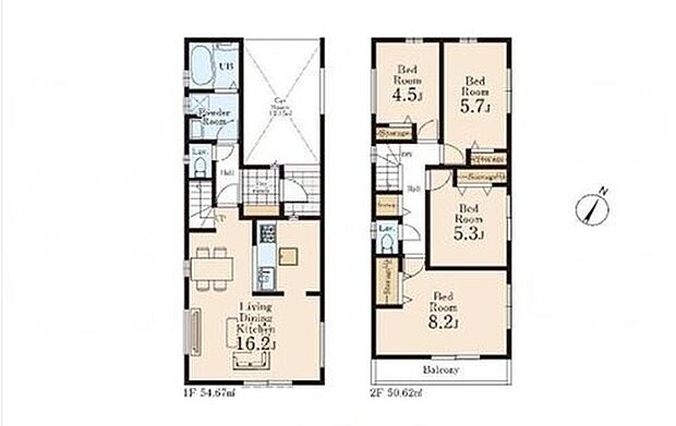 【間取り図】1号棟
価格： 4990万円間取り： 4LDK土地面積： 85.86m2建物面積： 105.29m2