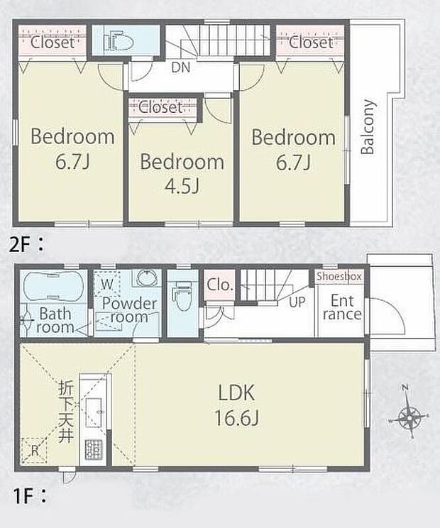 (2号棟)、価格5680万円、3LDK、土地面積97.7m2、建物面積84.25m2