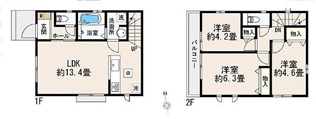(A号棟)、価格4790万円、3LDK、土地面積86.66m2、建物面積69.04m2