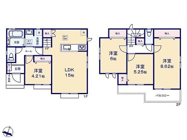 【4LDK】◇家族とのコミュニケーションを育むリビングイン階段採用♪◇対面式キッチンからはリビング全体が見渡せます♪◇全居室収納完備でお部屋がスッキリ片付きます♪