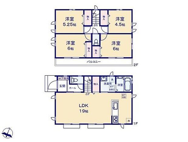 【4LDK】◇リビング広々19帖♪ご家族でゆっくりくつろぎたい方に◎
◇家族とのコミュニケーションを育むリビングイン階段採用♪
◇水回り集中設計で家事導線がらくらくです♪