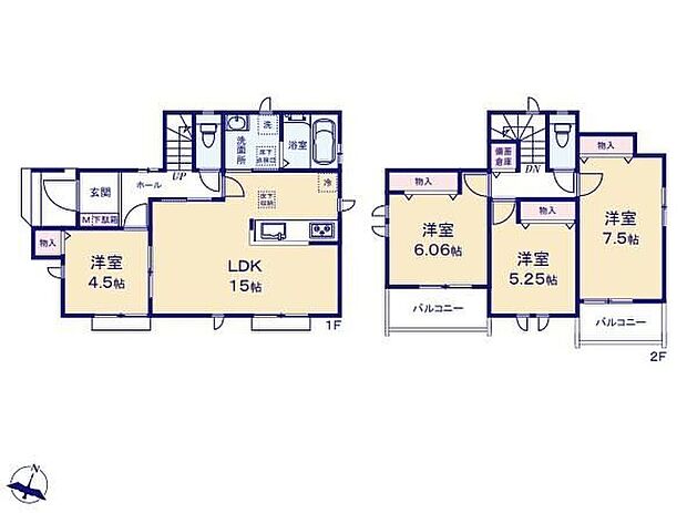 【4LDK】◇水回り集中設計で家事導線がらくらくです♪◇リビングに続く居室の引き戸を開ければ大空間が広がります♪◇全居室収納完備でお部屋がスッキリ片付きます♪