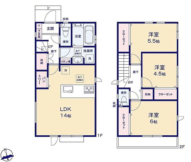 【3LDK】まとめ買いしても置き場所の心配いらずのパントリーを採用♪家族が多いとすぐなくなってしまう水や食材をまとめ買いしても置き場所に困らないのはうれしいですね♪