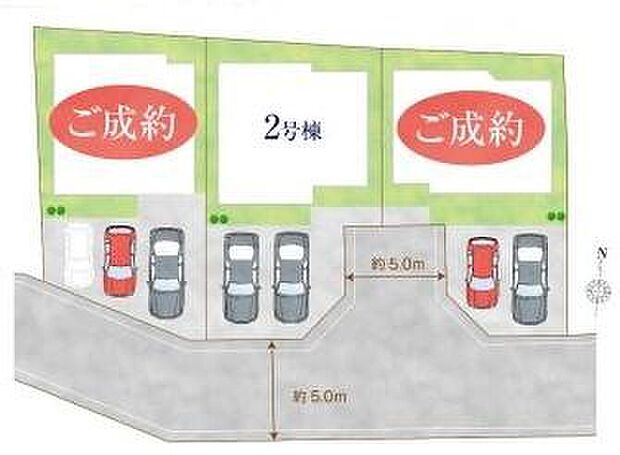 【【区画図】】カースペース2台分ございますので、家族分の自転車を駐輪したり、来客用の駐車スペースとしてもお使いいただけます♪