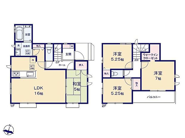 【4LDK】お子様の遊び場にもぴったりな和室のあるプラン♪LDKに隣接し、対面式キッチンからも見えるので安心です◎主寝室には衣類の管理がラクになるWIC付き☆