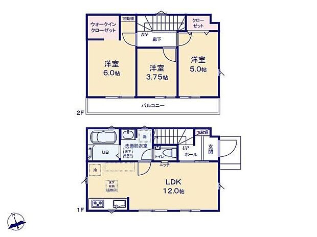 【3LDK】◇家事効率UPの水回り集中設計！お料理中にサッと洗濯を回せます♪◇WIC＋可動棚でスッキリ収納！衣類や大きなバッグなども片付きます♪◇3部屋を繋ぐ広々バルコニーで洗濯や布団も一度にたくさん干せて快適♪