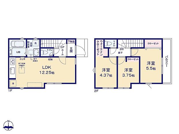 【3LDK】南向きの大きな窓から陽光が差し込む明るいリビング♪
水周り集中設計で家事動線がスムーズです◎
WIC付き♪全居室収納完備ですっきり片付くお住まいです☆