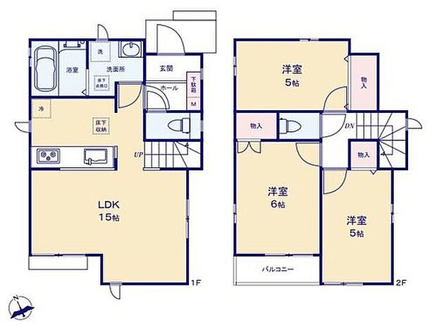 【3LDK】◇光が降り注ぐ３面採光のLDK☆
◇忙しいママさんに嬉しい食洗機や浴室乾燥機完備♪
◇家族とのコミュニケーションを育むリビングイン階段採用♪