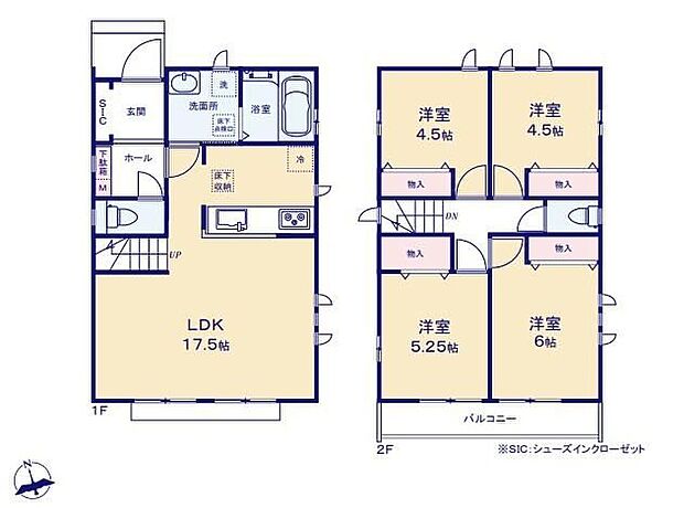 【4LDK】◇太陽光発電設備搭載☆◇収納充実♪シューズインクローゼット完備◎◇家族とのコミュニケーションを育む対面式キッチン＆リビングイン階段採用♪