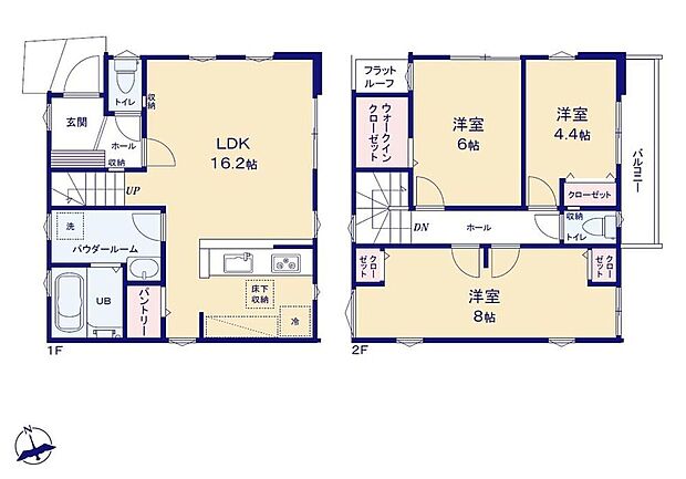 【3LDK】パントリーやウォークインクローゼット完備！
お部屋がスッキリ片付きます♪
家族構成の変化に伴い1→2部屋へ変更可能なフレキシブルプラン♪お子様の帰宅も直ぐ分かるリビング階段！