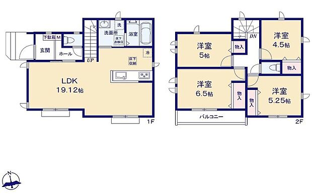 【4LDK】帰宅時・外出時の自然なコミュニケーションを育むリビングイン階段を採用。仲良し家族の画が浮かびます♪