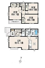 ◇LDK13帖超☆対面式キッチン採用♪嬉しい食洗機付き♪◇水回り集中設計で家事効率アップ☆家族想いの間取です◎◇6.1帖の主寝室にはダブルクローゼットを完備☆バルコニー付き☆ 