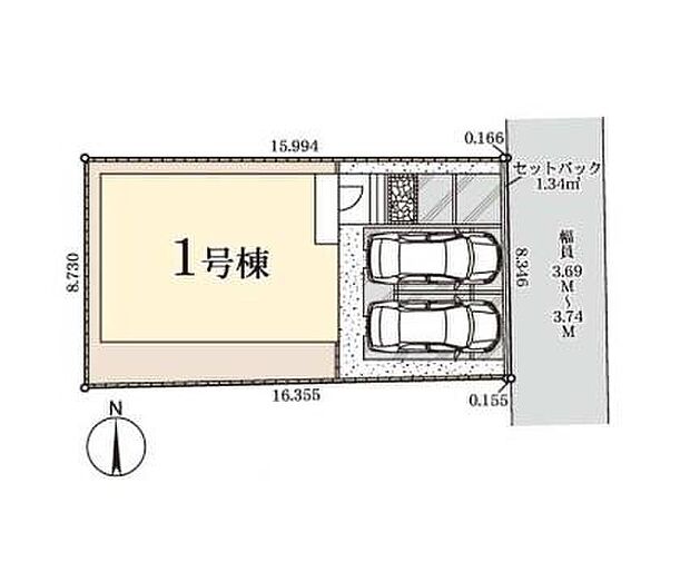 【区画図】
カースペース2台分ございますので、家族分の自転車を駐輪したり、来客用の駐車スペースとしてもお使いいただけます。