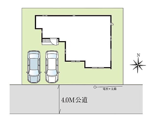 ≪全体区画図≫
陽当りの良い南前面道路！
駐車2台可能（車種による）！急な来客時や、ご家族の自転車スペースとしても大活躍♪
