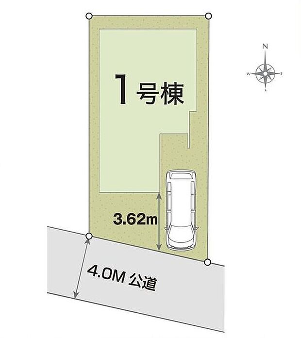 ≪全体区画図≫
カースペース1台分！
南前面道路で陽当たり良好♪