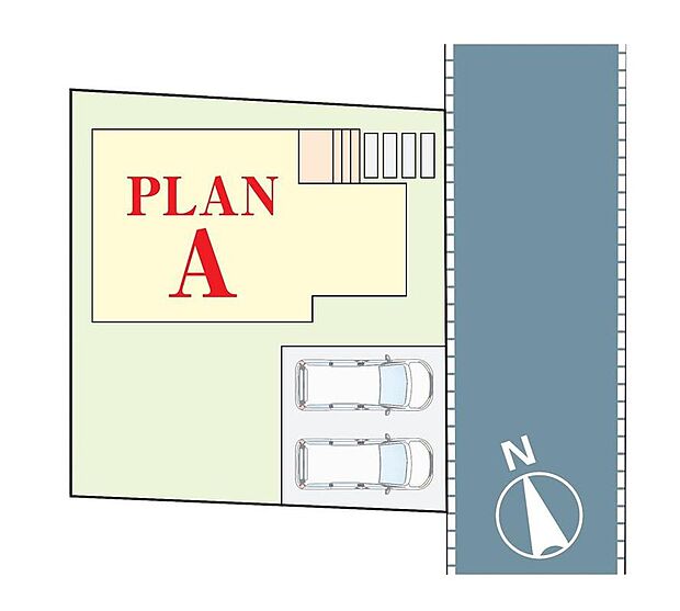 ≪全体区画図≫
駐車2台可能(車種による)!急な来客時や、ご家族の自転車スペースとしても大活躍♪
前面道路が6mと広いので、駐車もラクラク!