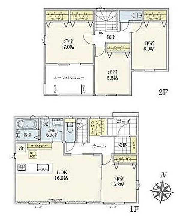 (1号棟)、価格4390万円、4LDK、土地面積167m2、建物面積57.96m2