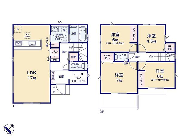 (1号棟)、価格4890万円、4LDK、土地面積105.75m2、建物面積96.05m2