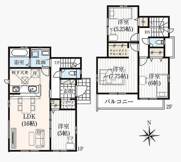 (2号棟)、価格5990万円、4LDK、土地面積136.44m2、建物面積96.46m2