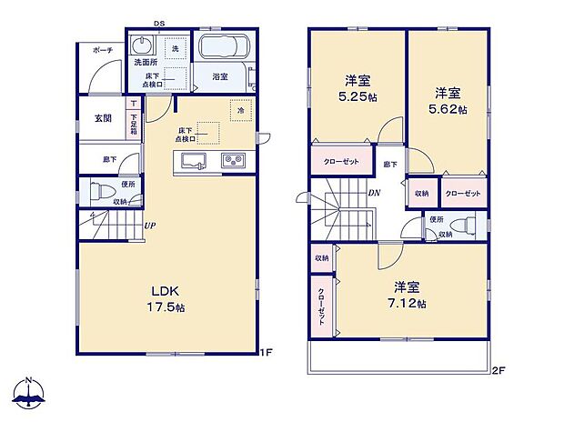 【3LDK】家事のしやすい水廻り集中設計、お掃除ラクラク全居室フローリングプラン♪
家族のコミュニケーションがとりやすいリビングイン階段採用!