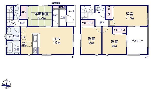 【4LDK】プライベート感を保てる和室を完備しており、来客時の宿泊スペースや書斎などにお使い頂けます♪
