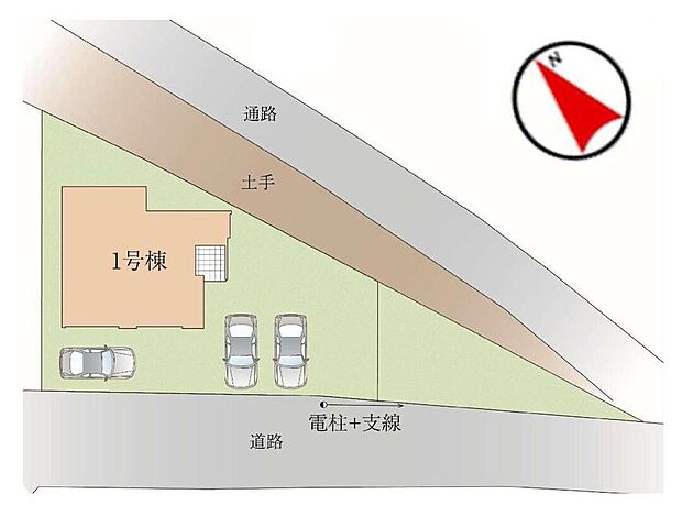 【全体区画図】駐車3台可能（車種による）！急な来客時や、ご家族の自転車スペースとしても大活躍♪