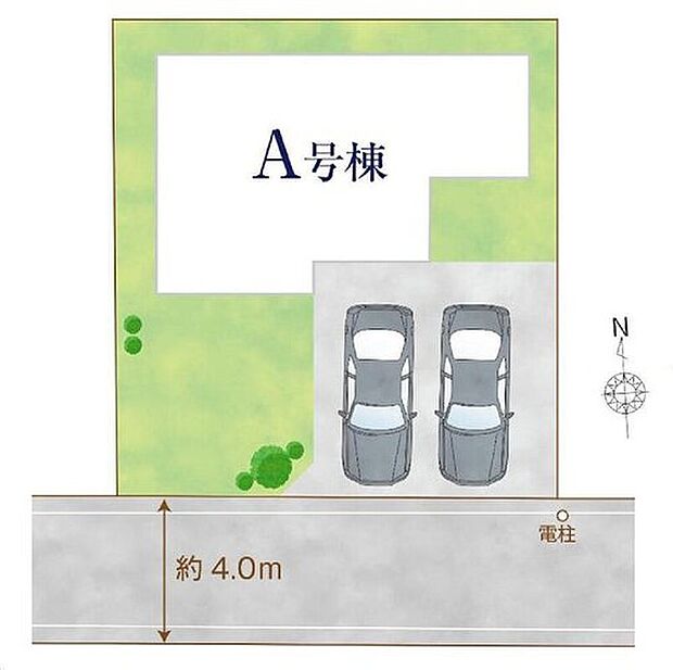 【≪全体区画図≫】南前面道路で陽当たり良好♪
駐車2台可能(車種による)!急な来客時や、ご家族の自転車スペースとしても大活躍♪