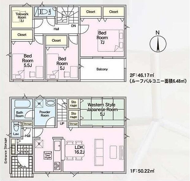 【4LDK+S】家族のコミュニケーションがとりやすいリビングイン階段♪
在宅ワークに便利なテレワークルームがあるプラン！