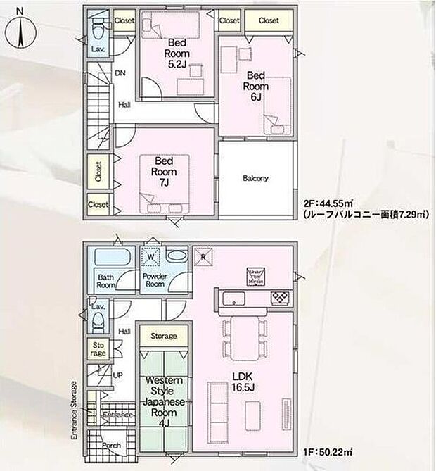 【4LDK】家事のしやすい水廻り集中設計、ホッとできる寛ぎの和室付きプラン♪
インナーバルコニーは急な雨でも安心ですね！