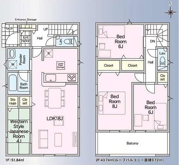 【4LDK】家事のしやすい水廻り集中設計、ホッとできる寛ぎの和室付きプラン♪
インナーバルコニーは急な雨でも安心ですね